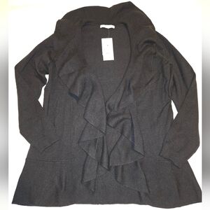 Cleo Black Ruffle Cardigan Size Medium